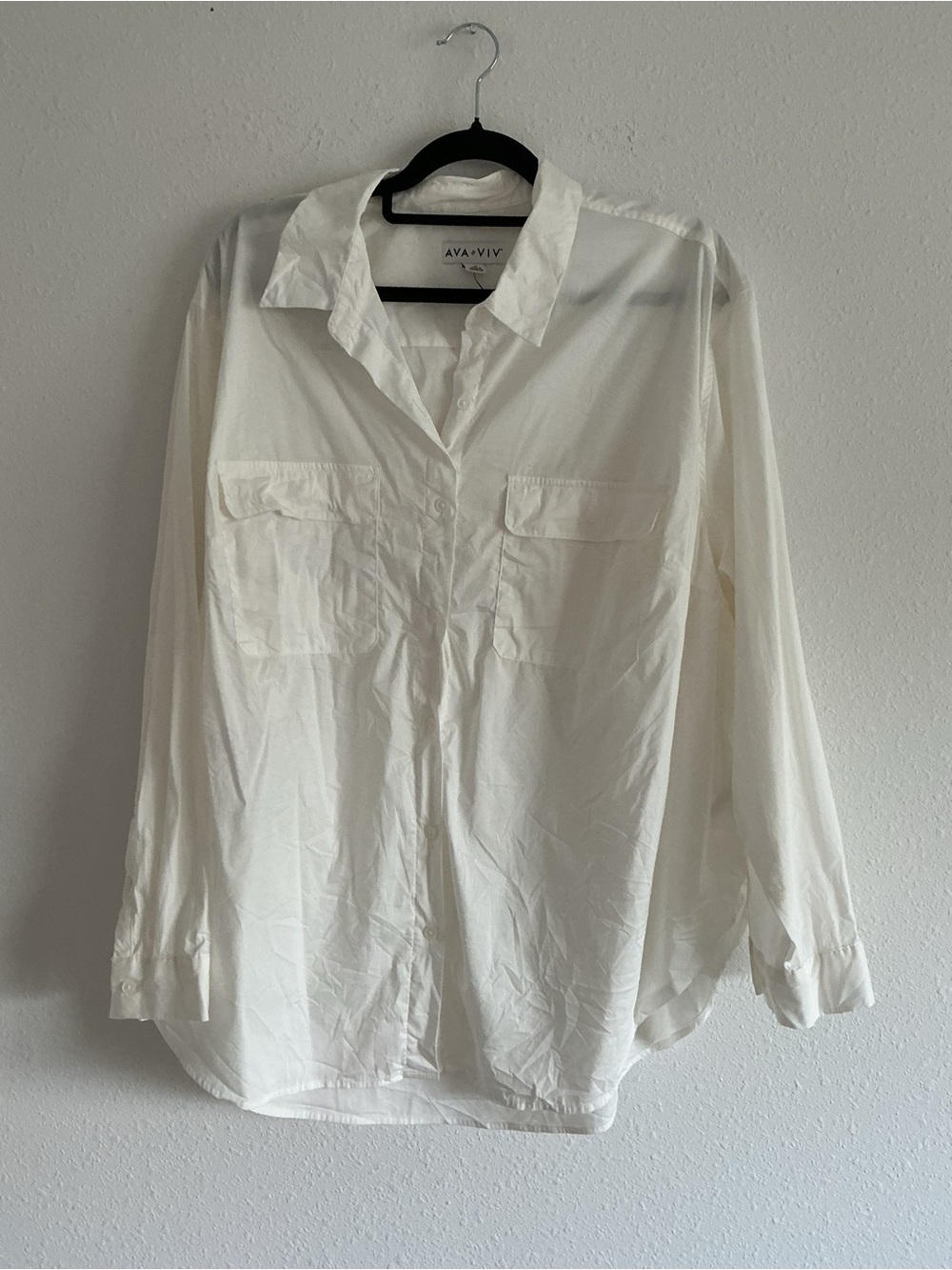 Ava & Viv White Casual Button-Down Shirt